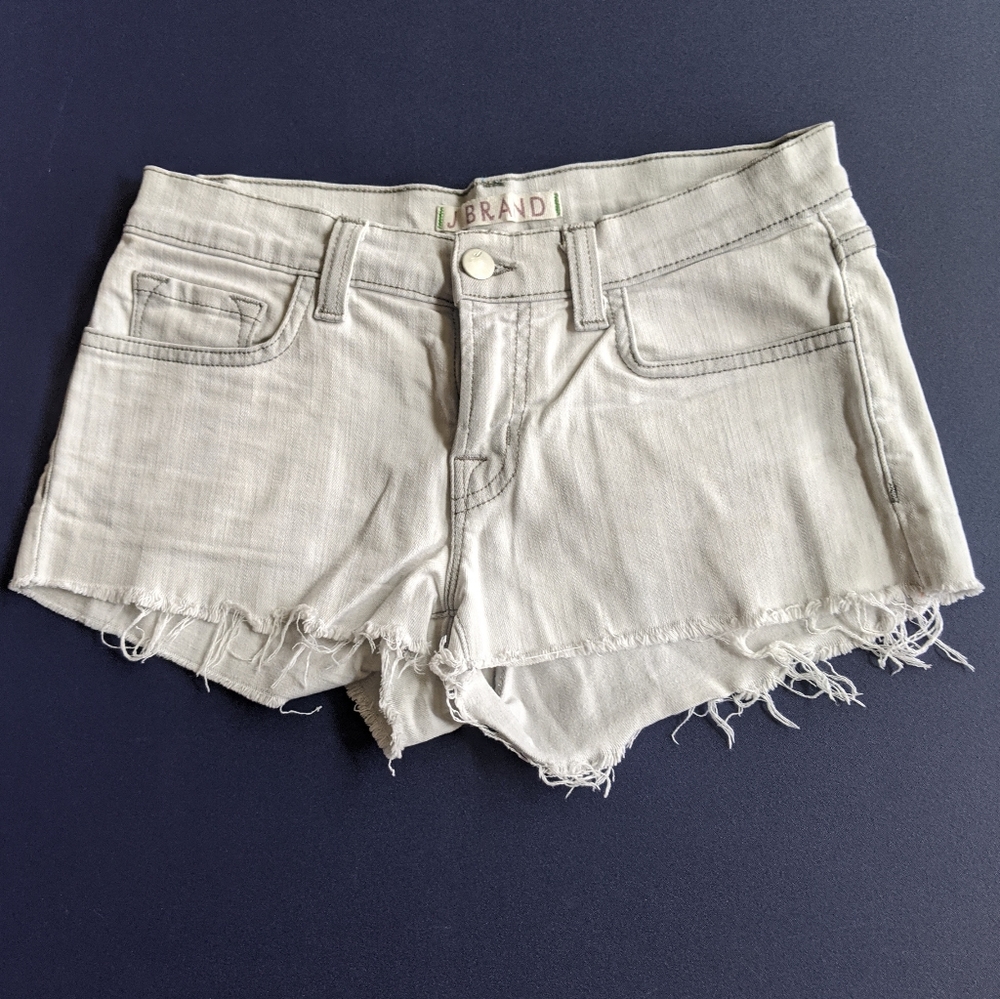 J BRAND denim shorts in a light grey/white wash
